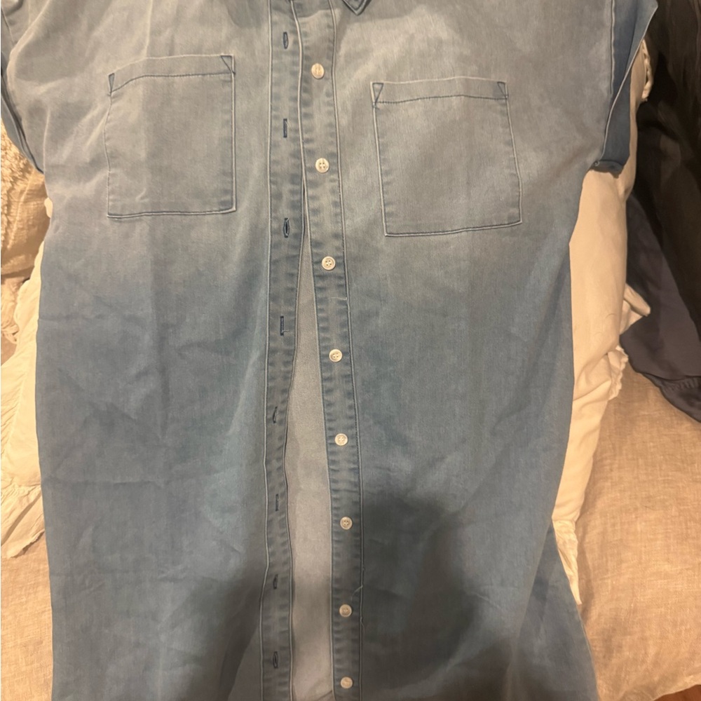 Blue Denim Sleeveless Shirt